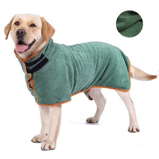 Dog Bathrobe Fast Dry Microfiber Towel With Adjustable Fit - The Pack Ruler